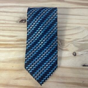 *2/$20* Colours Alexander Julian Black, Blue, and Silver Vintage Tie